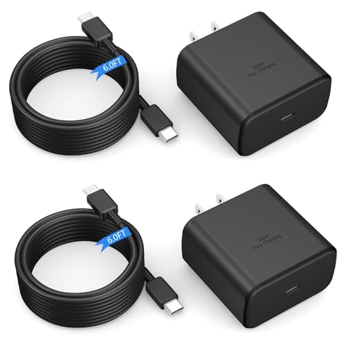 45W Samsung USB C Charger for Samsung Charger Fast Charging Type C Block &6FT USBC to USBC Cable 2Pack for Galaxy S25 Ultra/S25 S24 S23 S22 S21 S20 Ultra/Plus/iPad Pro/Air/Mini/Android Phone Cord