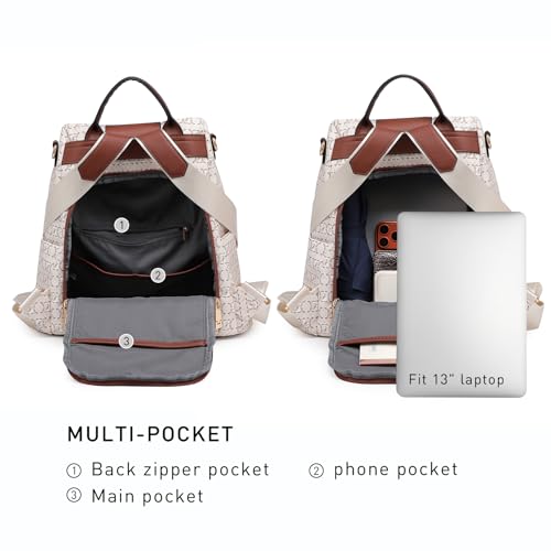 Image of Women Fashion Backpack Purse Multi Pockets Anti-Theft Rucksack Travel Shoulder Bag Handbag