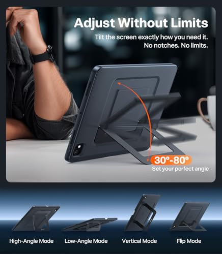 Image of TORRAS Ostand K1 Guardian for iPad Pro 11 inch Case M5 2025 & 2024 M4, Ultra Stable Stand, Multiple Adjustable Viewing Angles, Slim Protective Kickstand iPad Pro 11 Case with Pencil Holder, White