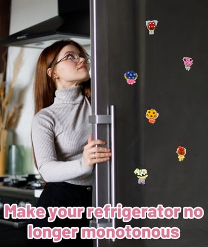Image of 6PCS Mini Flower Vase Fridge Magnet, Decorative Rose Magnets for Refrigerator, Stylish Mini Fridge Decor for Kitchen, Office, Home, Gift