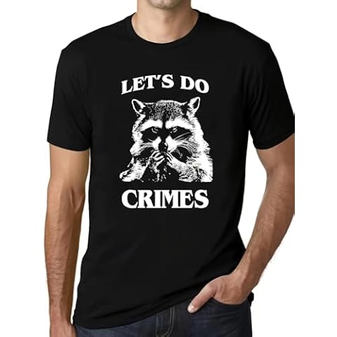 TEERAPHIQUE Raccoon Print T-Shirt, Men's Casual Street Style Stretch Round Neck Tee Shirt for Summer(Black,L) Cover