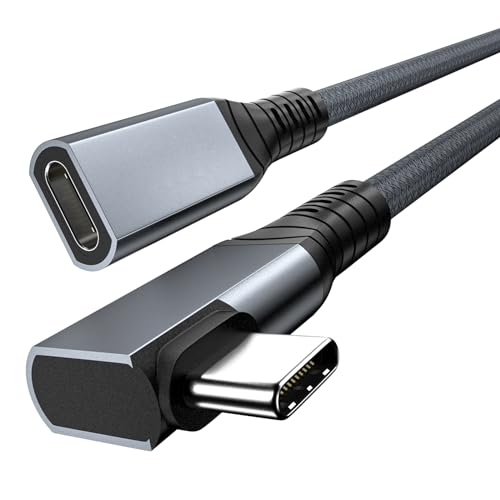 USB 4 Extension Cable 240W 0.3M, Right Angle Thunderbolt 4 & USB C Male to Female Cable