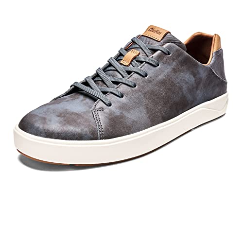 OLUKAI Lae'ahi Li 'Ili Men's Leather Sneakers, Supple Full-Grain Leather Shoes, Drop-in Heel & All Weather Rubber Soles