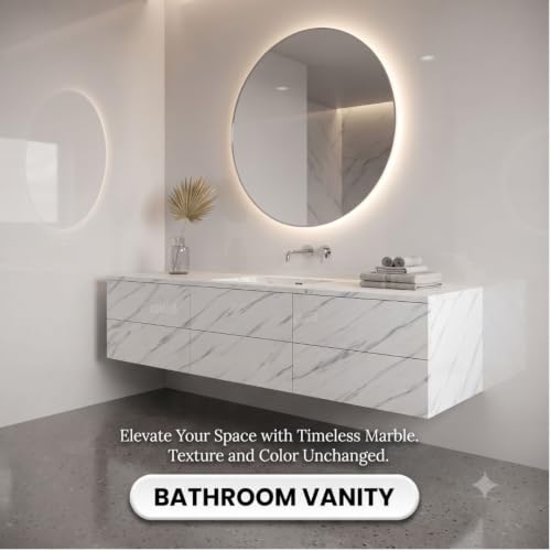 Image of HOME13 Marble Contact Paper White Peel and Stick Wallpaper for Kitchen Countertop Grey Marble Wallpaper for Kitchen Backsplash Cabinet Waterproof Self Adhesive Removable Wall Paper(24x360 Inch)