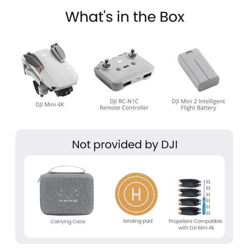 Image of DJI Mini 4K Storage Bundle, Drone with 4K UHD Camera for Adults, Under 249 g, 3-Axis Gimbal Stabilization, Drone Case, Propellers Compatible, Propeller Guard, landing pad