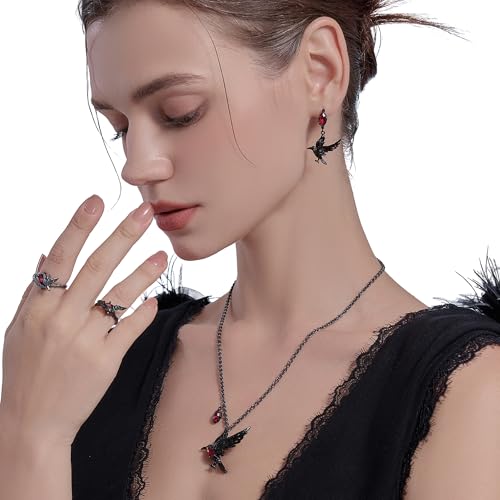 Hip-hop style gothic crow earrings red pendant earrings personalized animal jewelry fashion ladies jewelry M34992