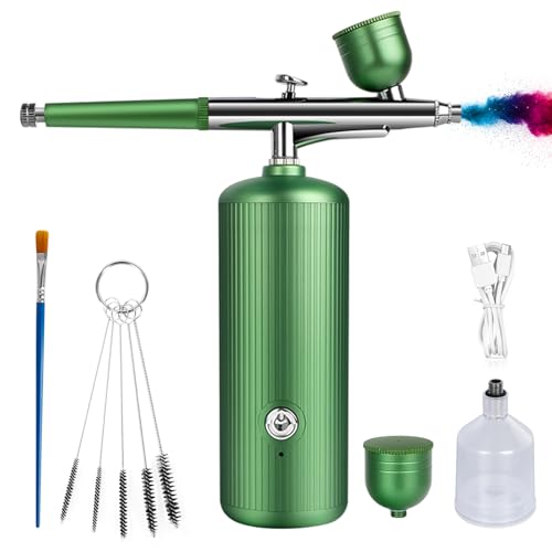 Airbrush-Kit mit Kompressor - Wiederaufladbares, Tragbares, Verstopfungsfreies Hochdruck-Airbrush-Set mit Düse und Reinigungsbürsten-Set für Nail Art, Makeup, Friseur, Tortendekoration