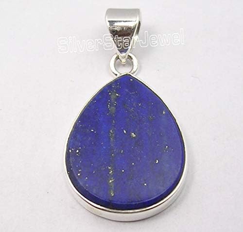 Solid Sterling Silver Lapis Lazuli Pendant 1.2" Latest Style