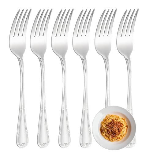 FAMILY Pack 6 Tenedor de Mesa 19.8x2.5CM Acero Inoxidable Diseño Flor, Elegancia y Funcionalidad para Cada Ocasión, Cubiertos de Alta Gama para Hogar y Restaurante