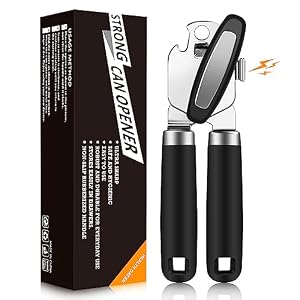 OGIMA Can Opener Manual, Stainless Steel Tin Openers, Effortlessly Open Cans with Heavy-Duty Manual Can Opener – Smooth Edges and Comfortable Grip for Work，Kitchen(Black)