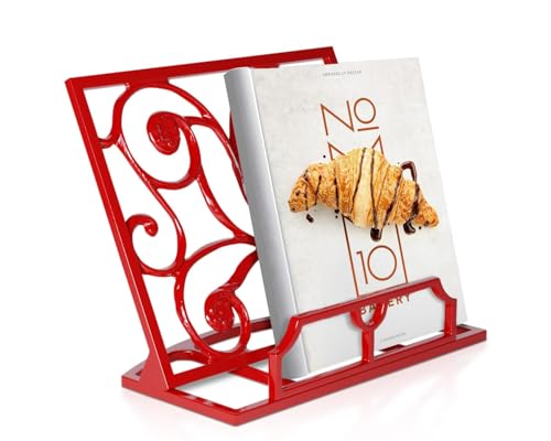 Comfify Decorative Ornament Cast Iron Cook Book Stand - Elegant Cookbook Holder for Kitchen - Adjustable, Durable Decorative Metal Recipe Holder, Bookstand
