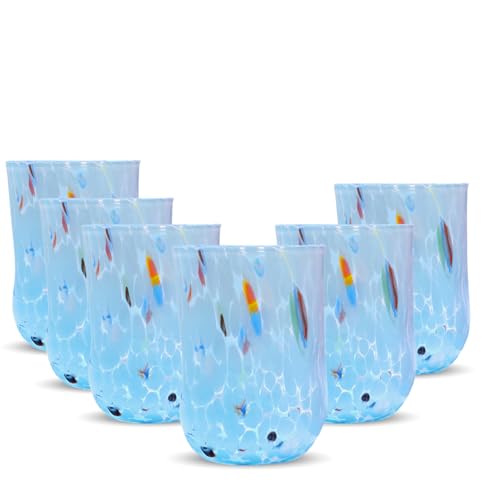 Gocce di Murano Set of 6 Eterea Water Glasses, Hand-Blown and Handmade, 300 ml