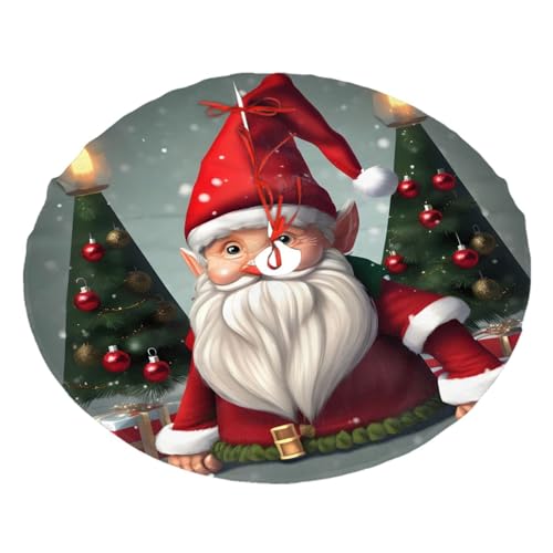 Traditioneller Weihnachts-Wichtel-Druck, Weihnachtsbaumrock, festliche Dekoration für Urlaub, Party, Weihnachtsmann, Weihnachtsbaum, Rock, 76,2 cm