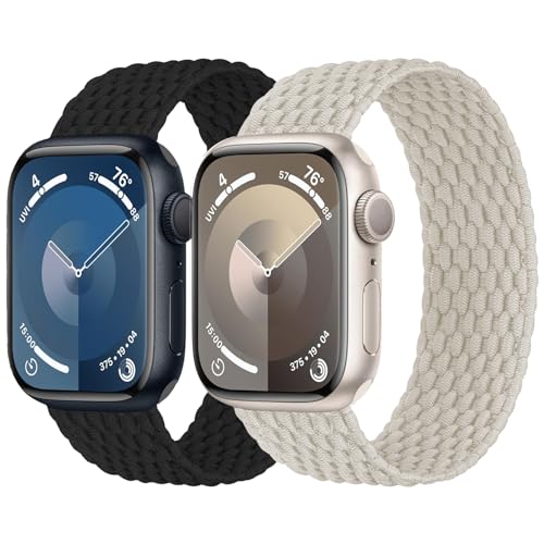 Braided Solo Loop for Apple Watch Band 40mm 41mm 38mm 44mm 45mm 42mm Ultra/2 49mm Women/Men,Stretchy Elastic Nylon Sport Strap Wristbands iWatch Bands Series 9/8/7/6 5/4/3/SE/2nd 40 44 38 42 41 45 mm