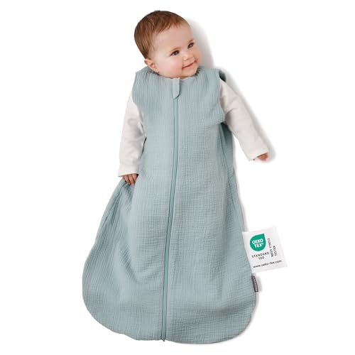 LaLoona Baby Mull Schlafsack 0.5 TOG/Sommerschlafsack ohne Ärmel, ÖKO-TEX...