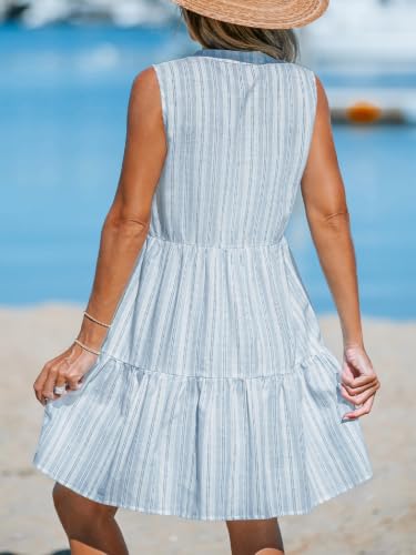 Image of CUPSHE Women's Ruffle Mini Dress Split V Neck Casual Summer Beach Dress