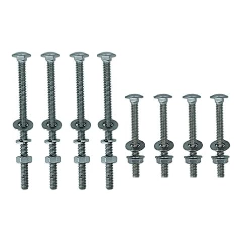 (8pcs) 304 Stainless Bed Frame Hardware Nuts and Bolts 4 inches and 2-1/2" Long, Bolts and Nuts Kit, Wheelbarrow Handles Replacement Kit, Carriage Bolts (1/4"-20(4 Long and 4 Short)) Cover