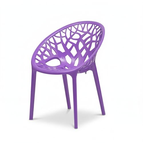 Image of Oaknest Neelkamal Crystal Plastic Chair - Stylish Tree-Design Backrest, Lightweight & Durable for Home, Garden & Patio (Colour: Voilet), 1 Piece