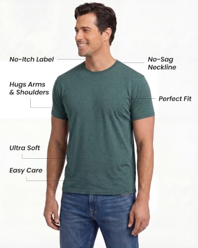 Image of Mens T-Shirts Crew Neck Shirts Athletic Fitted Plain Basic Tees Soft Cotton Blend Comfort T Shirts for Men