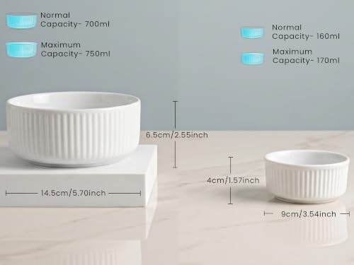 Image of Bodhi House 20-Piece Ribbed Porcelain Dinnerware Set for 6 with Dinner Plates, Quarter Plates, Katori & Serving Bowls, Chip Resistant, Lightweight, Microwave & Dishwasher Safe Crockery Set