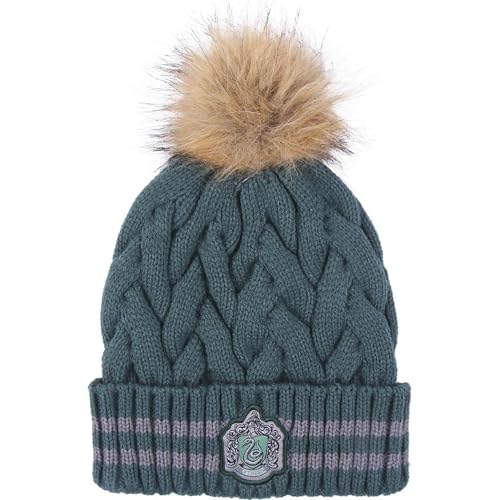 Harry Potter Pom Pom Knitted Hat, Slytherin - Grey, One Size Fits All (2200009659)