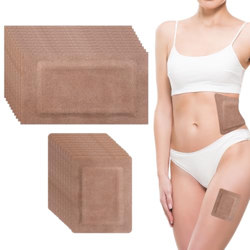 20pcs Castor Oil Pack Wrap, 2 Size Disposable Pads Cover Adhesive Patch Stickers Sleeve Overpatch Tape for Castor Oil for Stomach Shoulder Waist Thigh Belly Button