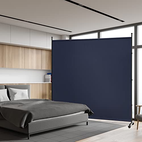Simflag 6Ft Single Panel Room Divider With Wheels,Rolling Fabric Room Dividers For Partition Privacy Screens,Freestanding Wall Divider For Home Office,Restaurant,Hospital(Blue) #TOP5