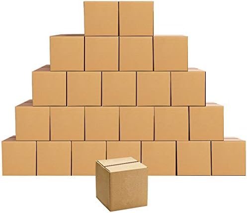 25 Pack 5x5x5 Inch(12.7x12.7x12.7 cm) Cardboard Boxes Kraft Corrugated, Postal Shipping Box Small Mailing Cartons