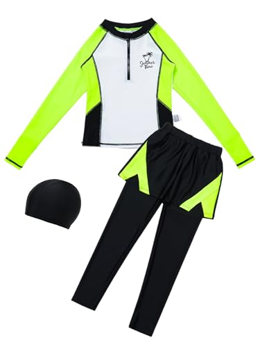 Maillot de bain garçon protection UV manches longues avec bonnet enfants
