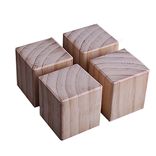 Rassembleurs De Lit En Bois, Rehausseurs De Meubles En Pin Élévateur De Lit Rehausseurs De Bureau,Ajouter Une Hauteur De 10cm, Pour Canapé Lit Armoire Canapé,4 Pièces(Size:5×5×10cm) Cover
