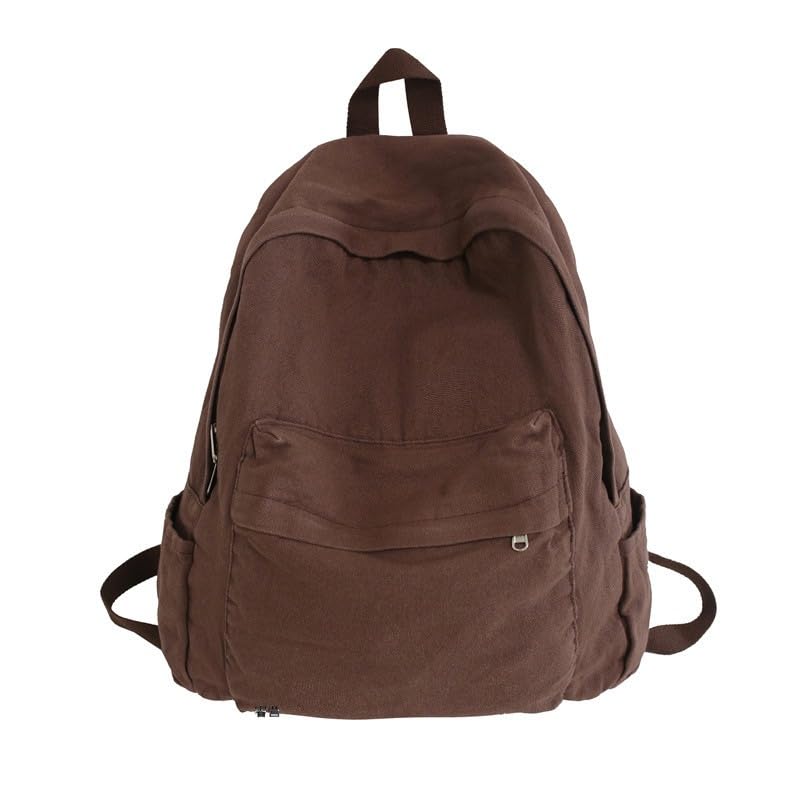 NEXT STOP M Brown Canvas Vintage Unisex College/University Daypack Backpack