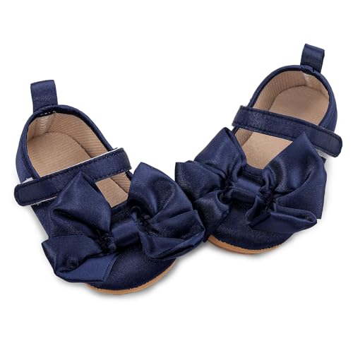 Baby Girls Princess Shoes Bowknot Soft Sole Mary Jane Flat Non Slip Wedding Dress Shoes for Infant Toddlers2