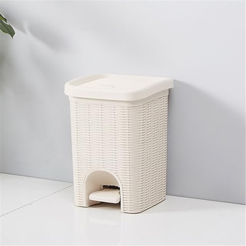 Caneca de basura con tapa para baño, grande, blanca miniatura 6