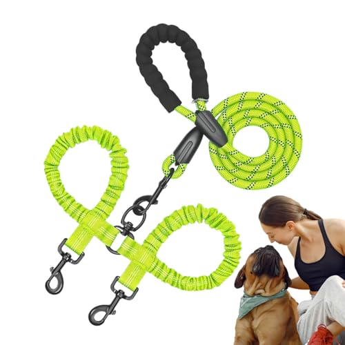 小さな犬のためのトレーニングロープ、犬の牽引ロープ | ダブルパピーウォーキングリード,回転調整可能なウォーキングトレーニングリードペットショック吸収バンジーの中程度の大きな犬