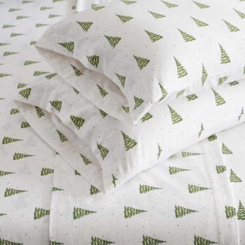Image of Martha Stewart - Holiday Twin Cotton Flannel Sheet Set with Pillowcase