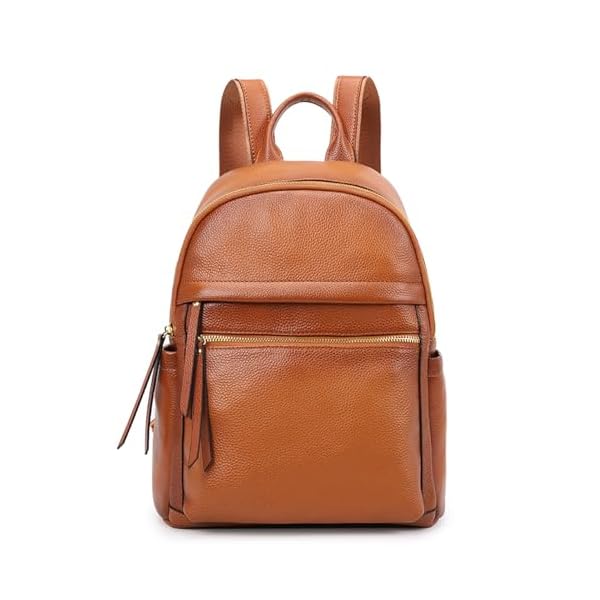 Kattee Genuine Leather Backpack Purse for Women Multi-functional Elegant Daypack Soft Leather Shoulder Bag Shopping Trip, Medium, Brown