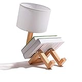 [Esta lámpara de mesa se puede mover en cualquier forma] - Está hecha de una estructura de madera sólida de alta calidad, hecha a mano, con un estilo nórdico moderno y una creatividad única. (Nota: ponga algunos libros en los pies del robot para asegurar un mayor equilibrio).