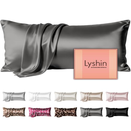 Image of LYSHIN Silk Body Pillow Case with Zipper, Body Pillow Pillowcase, Grey