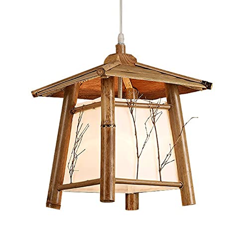 Lustre tissé en bambou fait main abat-jour osier chic pour salle à manger beige