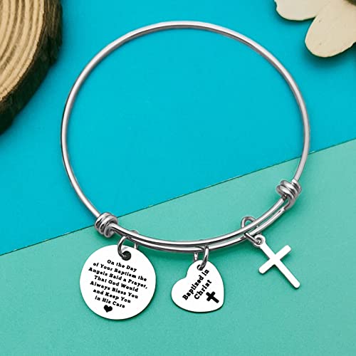 Baptism Bracelet Baptism Gift For Girl Religious Christian Gift For Women Teens Baptized Gift First Communion Gift Baptized In Christ Bangle Religious Gift For Family Friends Christmas Birthday Gift #TOP1