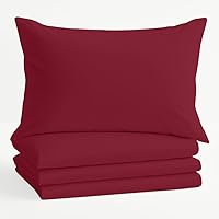 Vista 37 de Comfort Beddings Juego de 4 fundas de almohada estándar, 100% algodón orgánico de 600 hilos, fundas de almohada de algodón rosa rubor, fundas