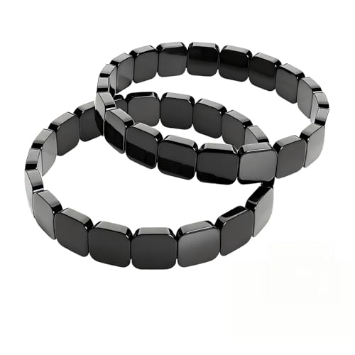 Shrandi 2PCS Hematite Bracelet for Men, Reclaim Your Confidence & Masculine Edge, Natural Black Hematite Beaded Stretch Bracelets, Healing Energy Jewelry Gift for Boyfriend, Husband