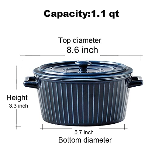 Jomop Casserole Dish With Lid 1.1 Quart Ceramic Casserole Pan For Bakeware Oven Colorful (1, Navy Blue) #TOP1