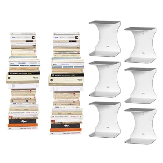 Flo.mar Mensole Libreria invisibile a scomparsa, Libreria design moderna, Libreria sospesa verticale, colore: Bianco, per mettere i libri in pila (6) design