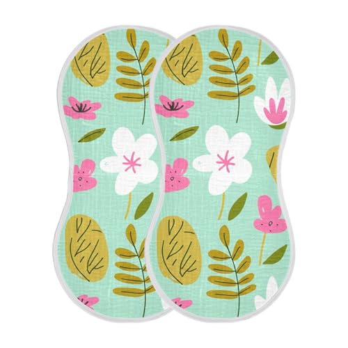 Floral Leaves Green Burp Cloths for Babies Burp Rag Cotton Spit Up Rag for Babies Girls Infants