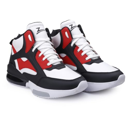 Image of Zixer High Top Sneakers for Men | Stylish Casual Basketball Inspired Shoes for Men | Lace-Up Ankle Length Fashion Sneakers | Lightweight Comfortable Walking Shoes for Men