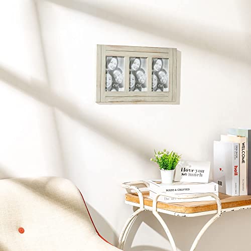 Rustic Distressed 3 Picture Photo Frames Collage 4X6 Wall Mounted Craftsmanship, Hanging Horizontal And Vertical, Gift For Halloween, Thanks Giving Day, Birthday, Anniversary, Christmas, New Year, Mother's Day(Grey) #TOP1