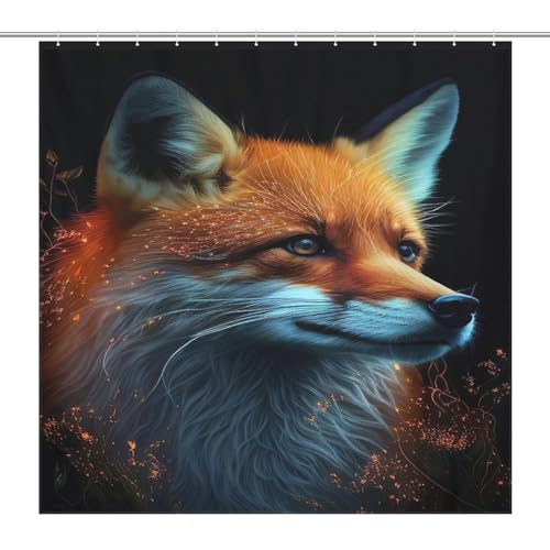 Rideau de douche renard en polyester imperméable 183x183 cm avec 12 crochets