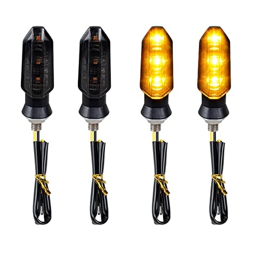 4PCS Universal Motorcycle Turn Signals, QUASCO Front Rear LED Turn Signal Lights Amber Blinkers for Motorbike Scooter Quad Cruiser Off Road Turing