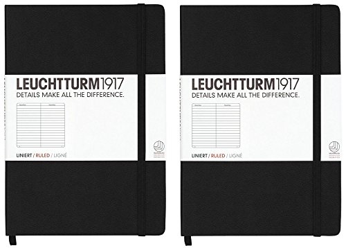 Leuchtturm Hardcover Medium A5 Ruled Notebook [Black] - Set of 2